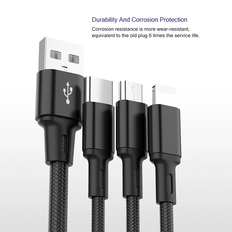 Usb-кабель зарядное устройство 3 в 1 Micro USB кабель для samsung S9 для iPhone XS X 8 7 6 для Android USB TypeC зарядное устройство Шнур