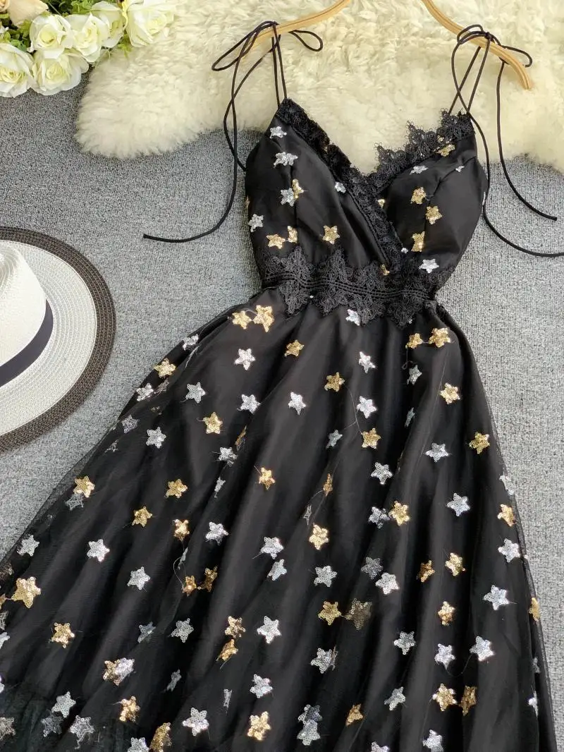 Women Sequin Summer Sexy Chiffon Swim Beach Dress Cover Up Bathing Suit Swimwear Swimming Beachwear Bikini Swimsuit Cover-Ups