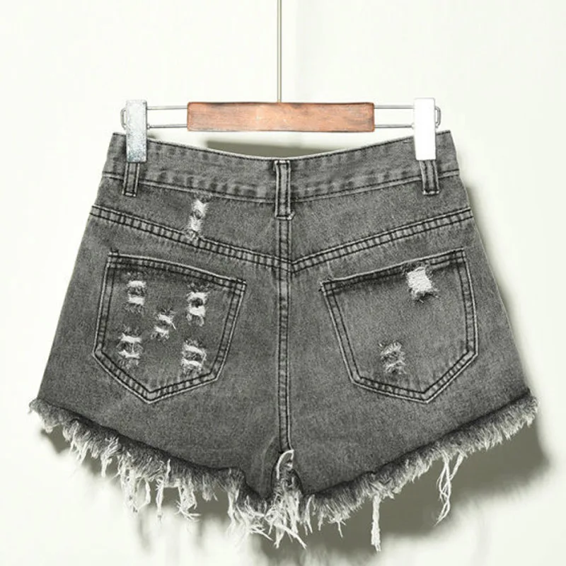 

Newly Summer Women Denim Shorts Pockets High Waist Vintage Tassel Ripped Casual Short Jeans m99