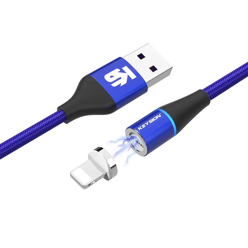 Blue 1m KEYSION 5A Магнитный кабель для iPhone type C Магнитный зарядный кабель Micro USB C для huawei кабель для мобильного телефона - Цвет: Blue 1m