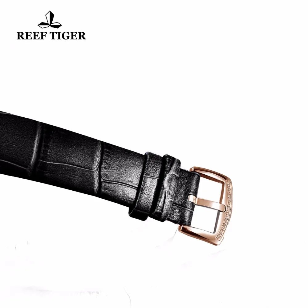 Женские часы Reef Tiger/RT кварцевые с кожаным ремешком и бриллиантами аналоговые