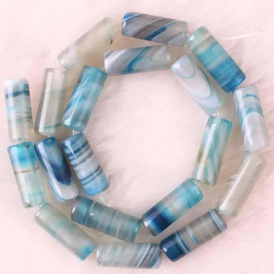 5X12MM Blue Veins Agate Tube Beads DIY Bracelets And Necklaces 15&quotL | Украшения и аксессуары