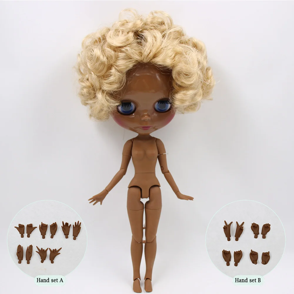 Ледяная Обнаженная кукла Blyth No. BL3157 Flaxen hair 1/6 bjd, pullip, licca, jerryberry - Цвет: A doll with hand AB