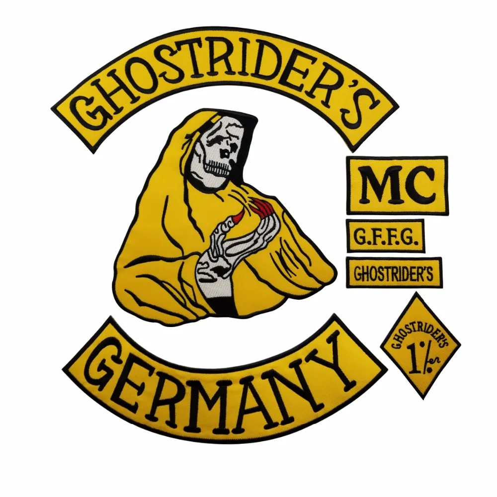 Mc1931 7 шт./компл. ghostrider's Германия вышитые патч переводная картинка на горном хрустале сзади байкер патч для жилет