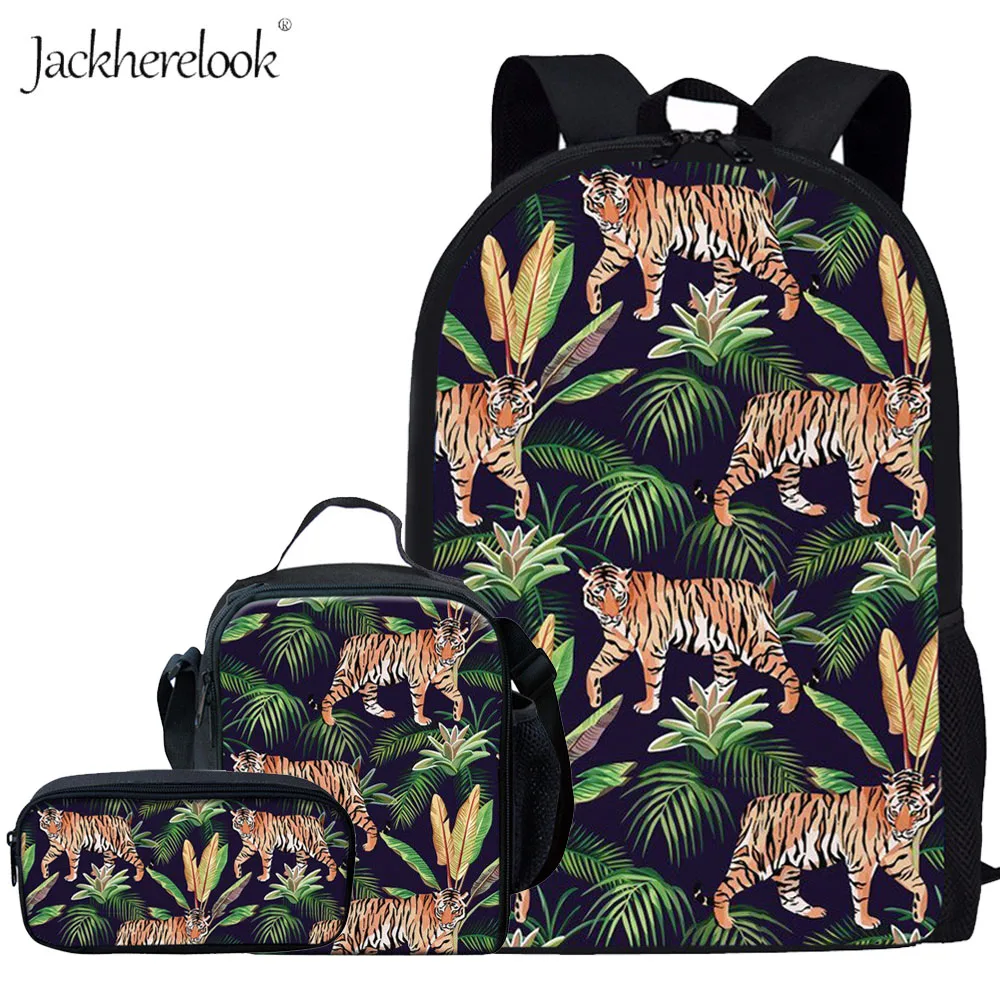 Jackherelook крутой рюкзак с изображением джунглей и тигра Детская сумка через плечо