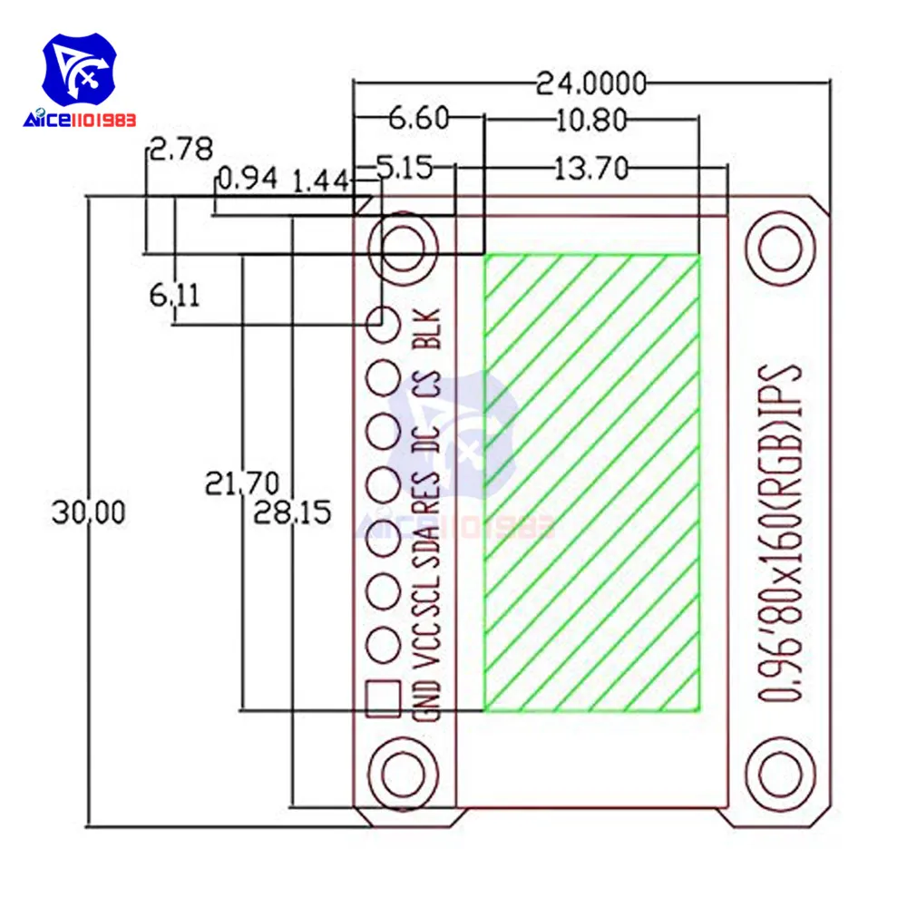 0,96 дюймов 7Pin полноцветный 80*160 TFT lcd ips экран дисплей модуль SPI интерфейс ST7735 IC драйвер для Arduino C51 STM32 3,3 V