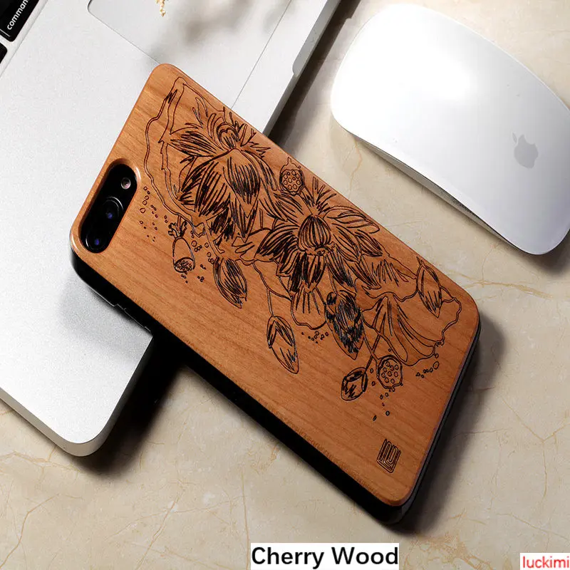 Чехол для iPhone 8 Plus 6 7 S цветок лотоса персик вишня дерево бамбук резьба природа