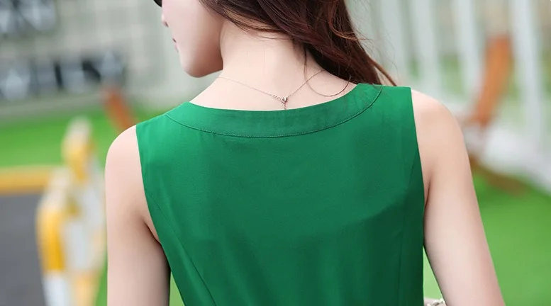 Летнее Новое поступление 2017 богемное шифоновое цельнокроеное платье без рукавов