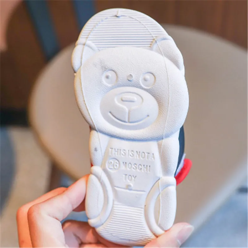 Xiaying Smile Children's sandals baby stripes magic stickers solid bear beach shoes breathable and adjustable kindergarten |