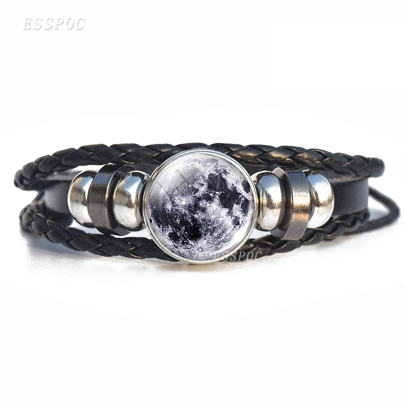 Мужской женский модный браслет с солнечной системой Galaxy Planet Space, кожаный браслет, украшения Вселенная, подарок на день рождения