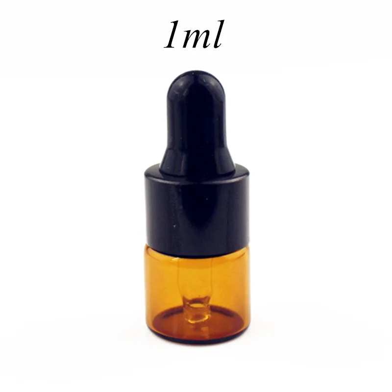 1ml black black 10 шт./лот 1 мл 2 мл 3 мл 5 мл янтарная стеклянная бутылка-капельница пустые бутылки для эфирного масла капельница Многоразовые прозрачные стеклянные флаконы - Цвет: 1ml black black