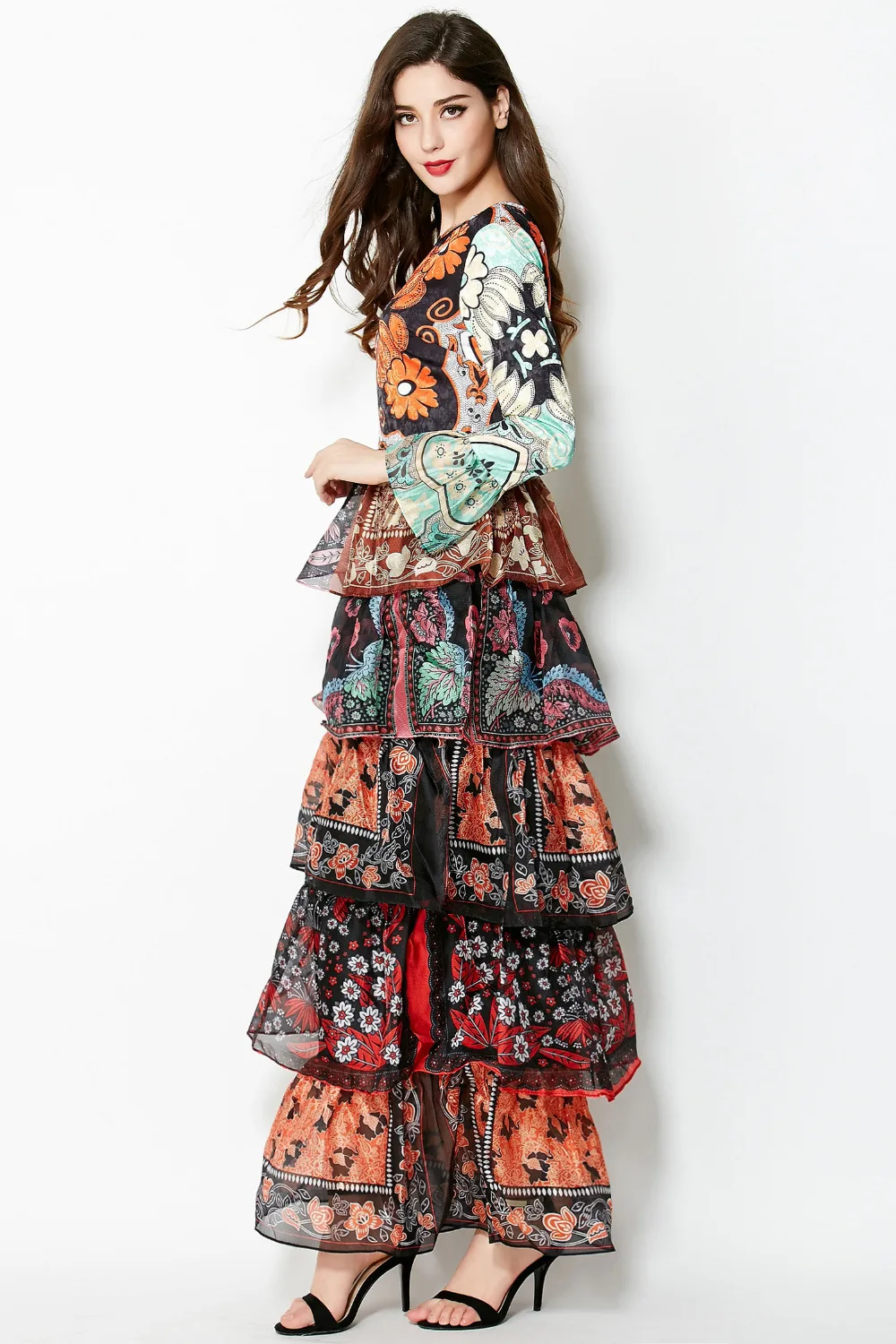 Женское Повседневное платье с принтом элегантное облегающее богемное длинными