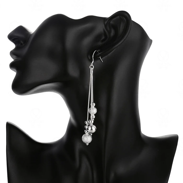 FANALA Long Tassel Earrings Women Fashion Silver Plated Beads Drop Hook Dangle Party Jewelry pendientes oorbellen | Украшения и