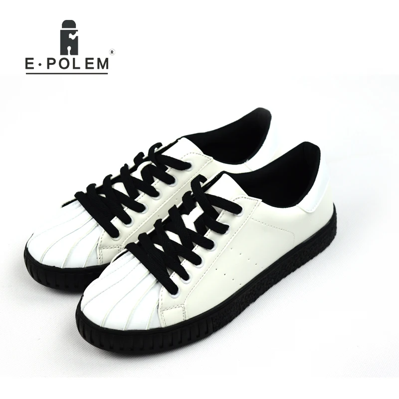 

2018 Autumn New Style Men Casual White And Black Low Upper Breathable Shell Head Board Shoes Male Lace-Up Round Toe Loafer Shoes