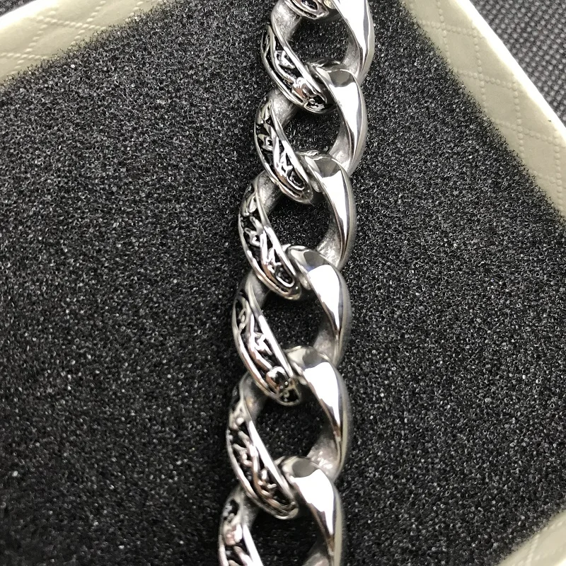 USENSET Толстый Круглый браслет из серебряной титановой стали с цепочкой для мужчин