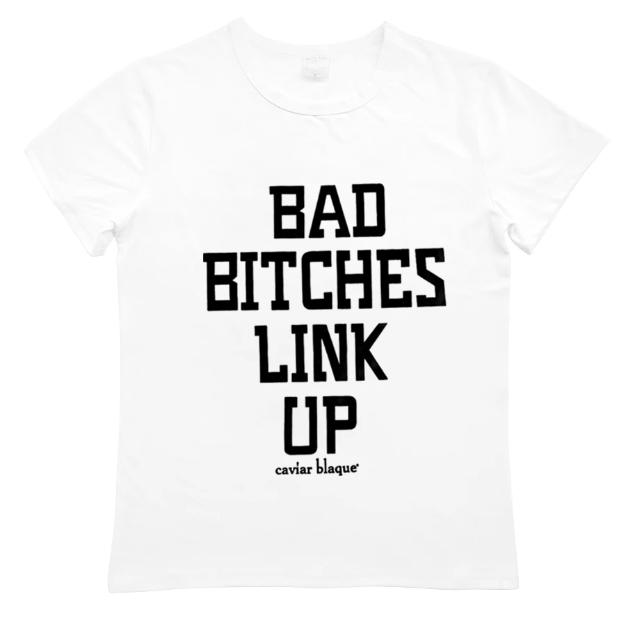 Забавная женская футболка BAD BITCHES LINK UP с буквенным принтом сексуальные футболки
