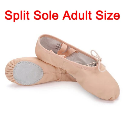 Pink Adult Size Профессиональные балетки из натуральной кожи; мягкие балетки для танцев для девочек; женская обувь для занятий йогой; гимнастическая обувь телесного цвета - Цвет: Pink Adult Size