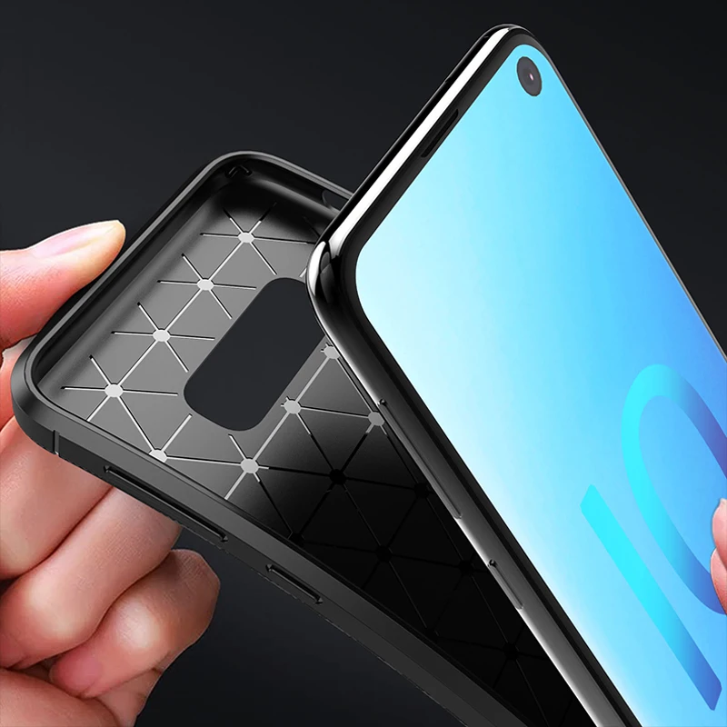 S10E Case For Samsung Galaxy S10 Plus Shell E Carbon fiber TPU mobile phone back Cover S10+ Note9 Coque | Мобильные телефоны и