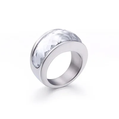 white(Silver) Роскошные женские обручальные кольца из нержавеющей стали 316L с кристаллами, кольца с цветным камнем для девушек и девушек, вечерние ювелирные изделия, подарки - Цвет основного камня: white(Silver)