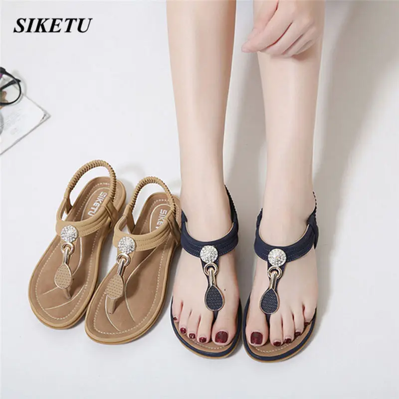 Summer Women Bohemian national style Fashion Flat Large Size Casual Sandals Beach Shoes Gladiator Rome shoes woman @W | Обувь