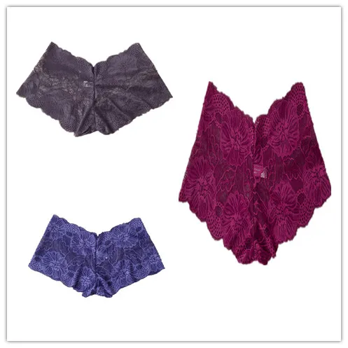 black blue claret 3 шт./лот, женские боксеры, нижнее белье, сексуальные мягкие кружевные французские трусики, шорты, женские трусики, нижнее белье для женщин - Цвет: black blue claret