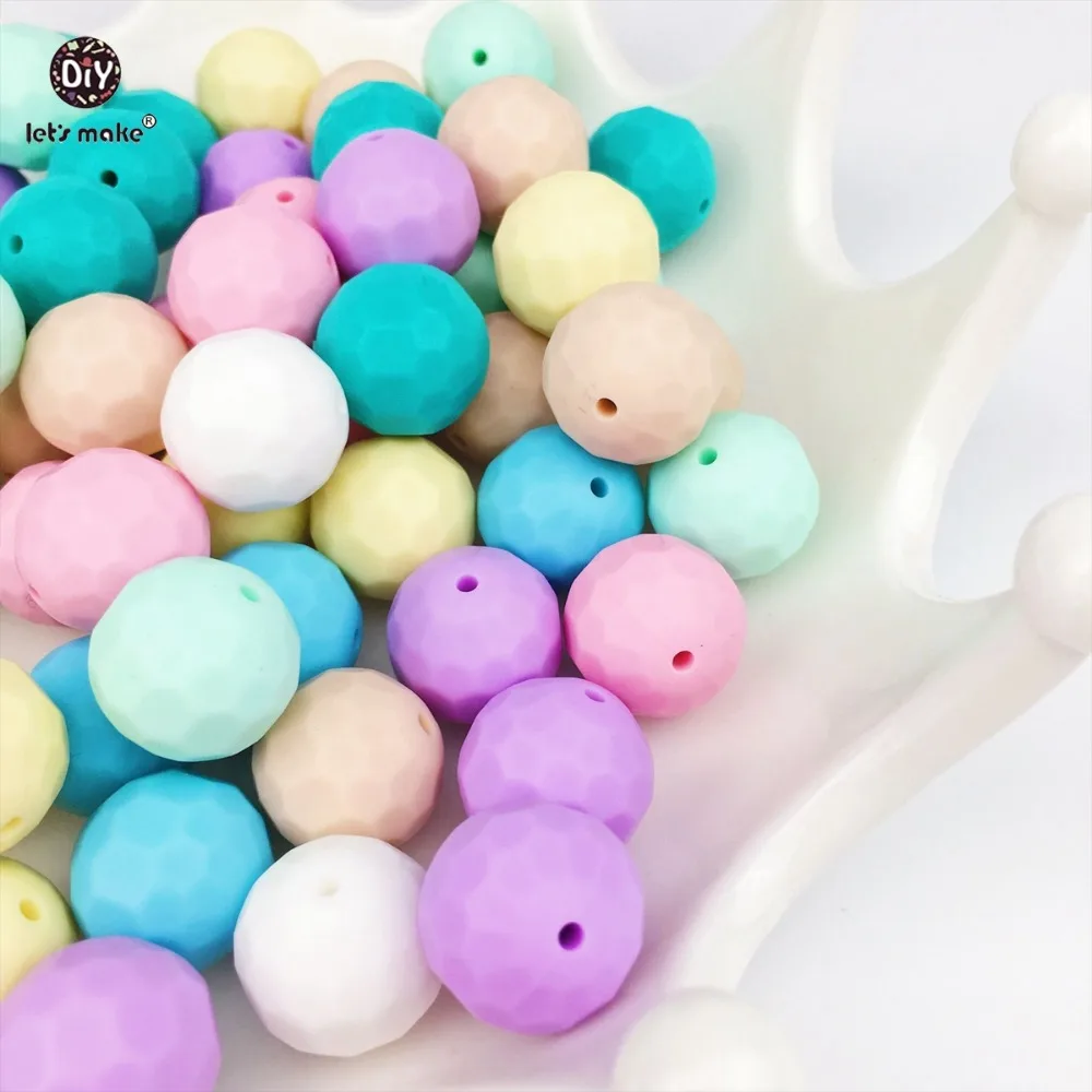 Let's Make 500pc Silicone Teether Polyhedron Beads DIY Jewelry Baby Nursing Accessories Can Chewable Toys Baby Teether 15mm