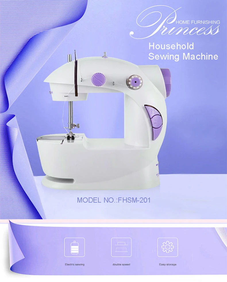 FHSM-201 hand operated automatic Sewing Machine manual electric house easy stitch pink sewing equipment with foot pedal