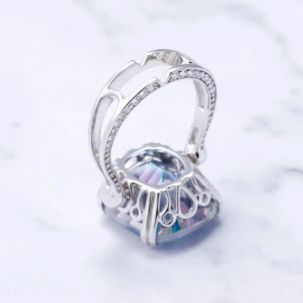 Женское кольцо для коктейлей Gem's Ballet серебряное с естественным синим покрытием