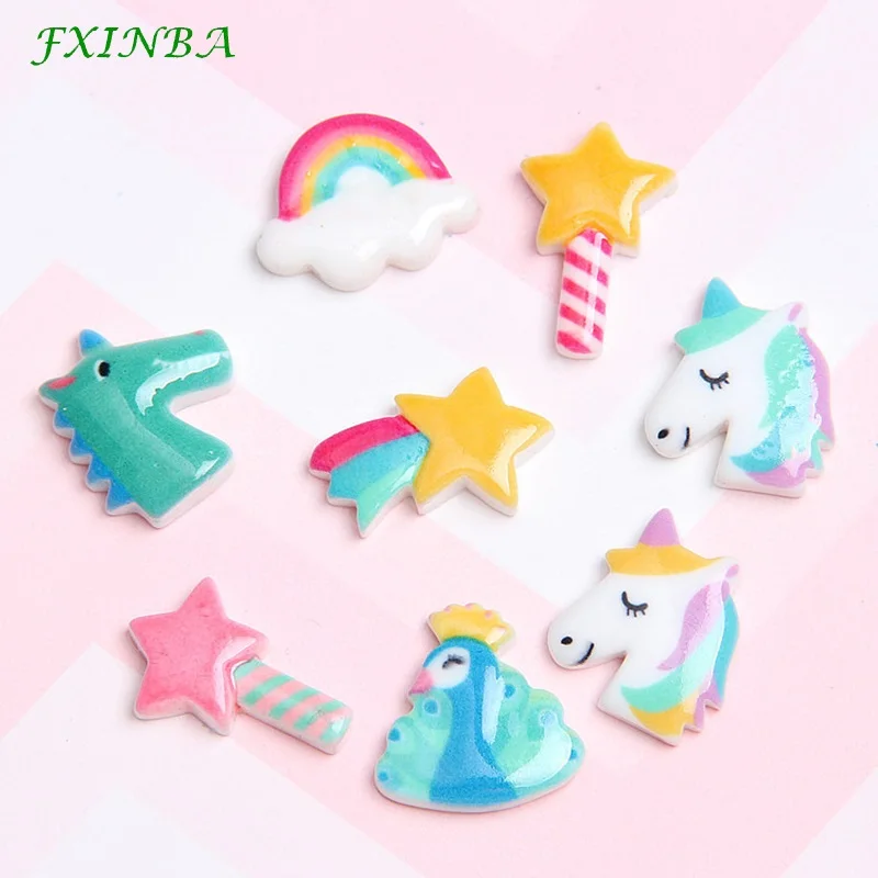 FXINBA 1/3/5/10 штук, искусственный бриллиант из смолы, единорог, Чарующее ювелирное Slime наполнитель DIY Украшение Телефона декоративные амулеты Лизун глины поставок шлама игрушка