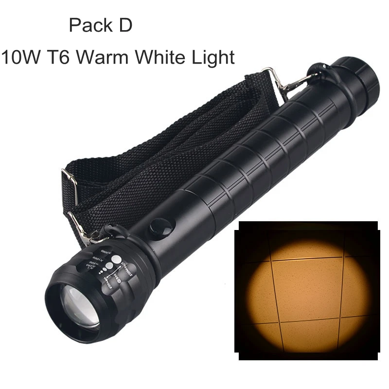 10W Warm White TMWT 3 Вт XPE LED или 10 W T6 белый или теплый белый Освещение Фонари D Размеры Батарея фонарик и металла Алюминий отражатель - Испускаемый цвет: 10W Warm White