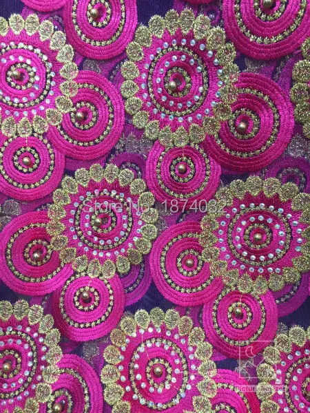 Высокое качество 2016 органзы Тюль кружева с блестками в африканском стиле вышивка французский чистая камень