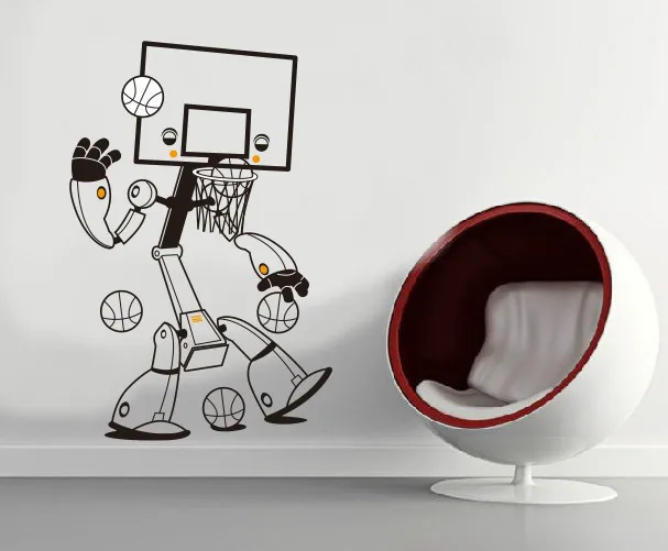 

Boy Children's Bedroom Decor Basketball Black Wall Sticker Decals