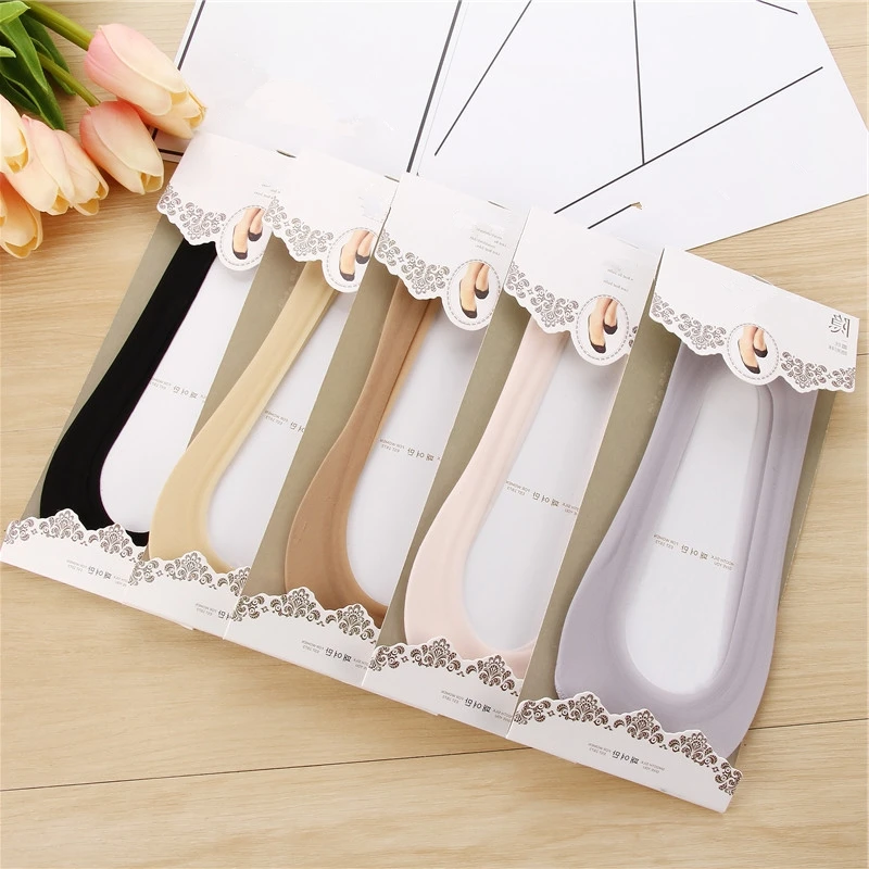 Носки невидимки женские короткие шелковые Нескользящие 5 пар|Носки-следки| |