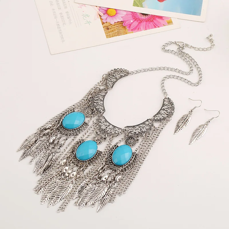 Женское винтажное ожерелье lzhlq длинное с кисточками в виде листика этническом