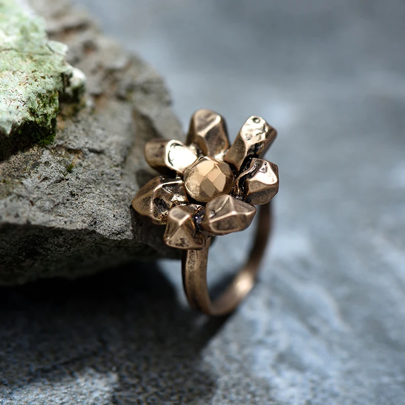 Кольца на палец с цветком из сплава ювелирное изделие круглым стеклом 2 цвета