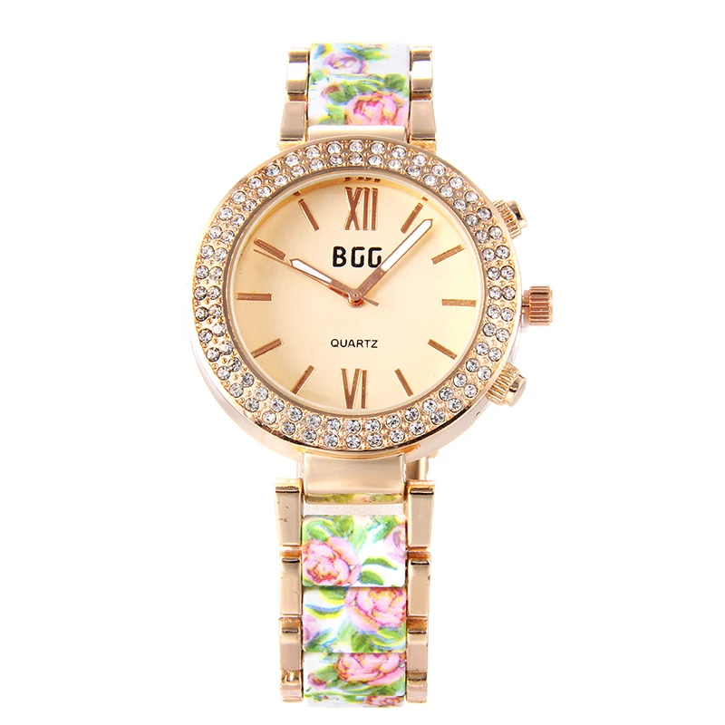 Известный бренд часы с имитацией керамики розовое золото женские модные