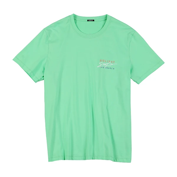 Fluorescent Green SIMWOOD, летняя новинка, хлопок, футболка для мужчин, модная, с буквенным принтом, тонкая, дышащая футболка, высокое качество, топы для отдыха 190307 - Цвет: Fluorescent Green