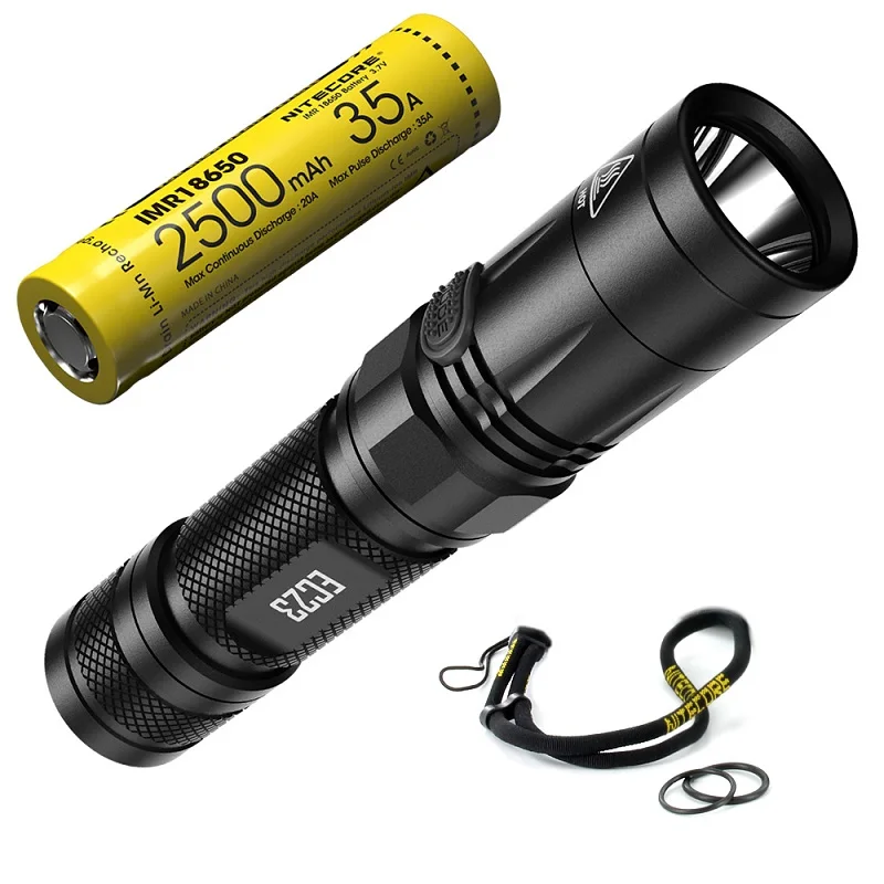 with IMR Battery NITECORE EC23 перезаряжаемый IMR18650 аккумулятор 1800 люмен светодиодный фонарик водонепроницаемый уличный портативный фонарь - Испускаемый цвет: with IMR Battery