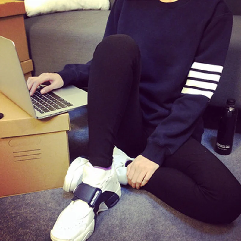 Модная осенне зимняя Толстовка для мужчин и женщин полосатая с длинным рукавом