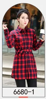 66801 Женские клетчатые фланелевые рубашки Blusa Camisa Femininas, зимние хлопковые плотные бархатные блузки, женские студенческие длинные рубашки HS1596 - Цвет: 66801