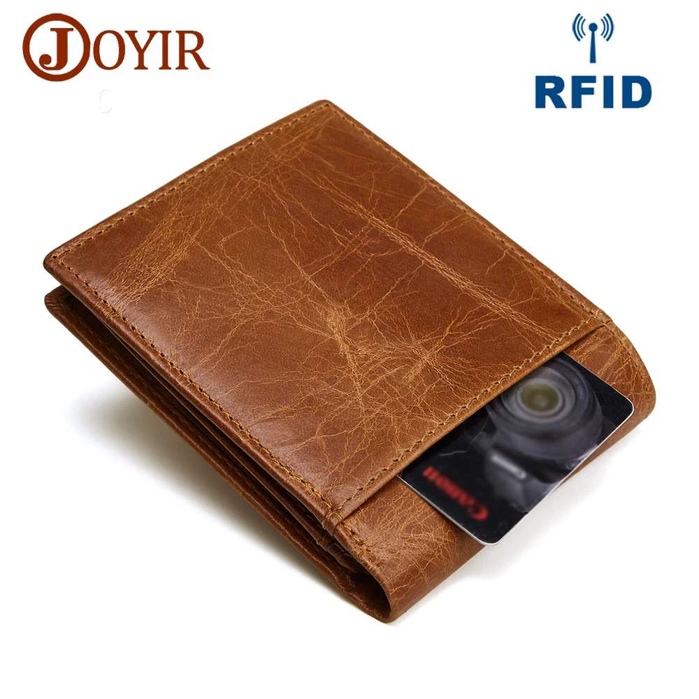 JOYIR популярный винтажный тонкий мини кошелек RFID из натуральной бычьей кожи