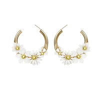 2018 new flowers hoop earrings gold color alloy big sun flower circle personality hoop earrings jewelry for women gift hotsale