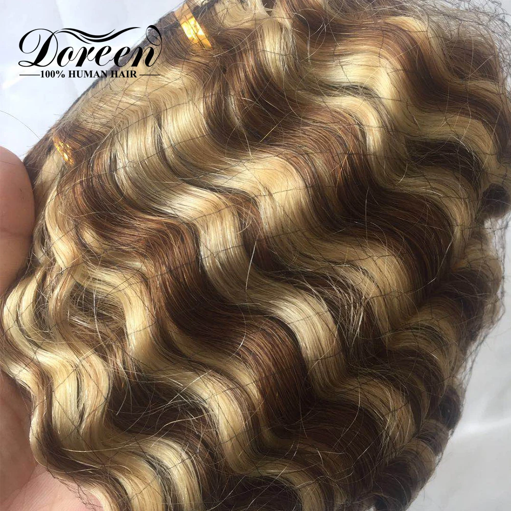 Doreen искусственные волосы одинаковой направленности европейские волосы 120 г 160 г Balayage блонд глубокая волна человеческие волосы для наращивания клип в 8 шт./компл