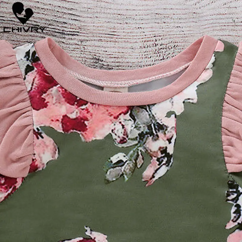 Chivry/милый цветочный комбинезон с круглым вырезом и рукавами-крылышками для