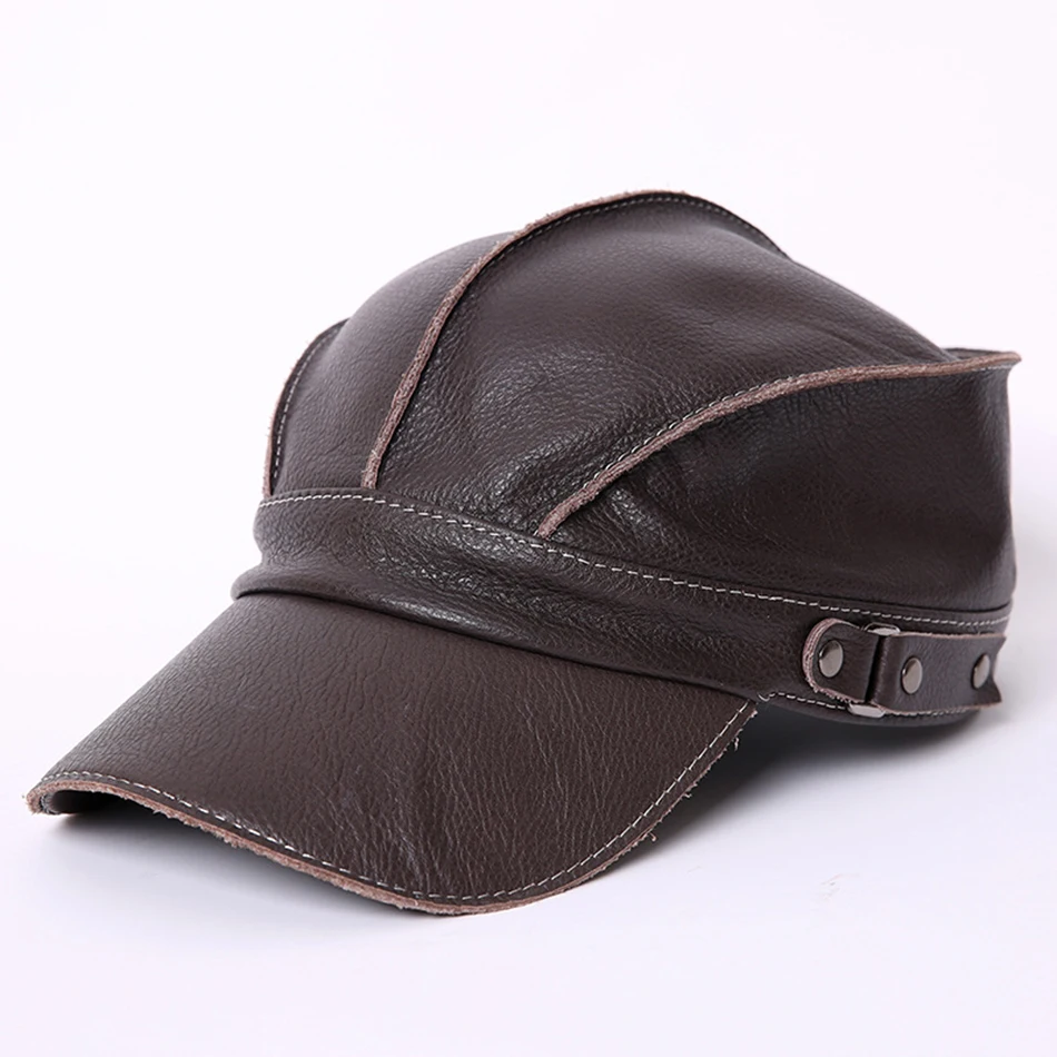 brown cap BUTTERMERE, бейсболка, женская, красная, натуральная коровья кожа, кожаные бейсболки, плюща, женская, регулируемая, осень, зима, брендовая бейсболка - Color: brown cap