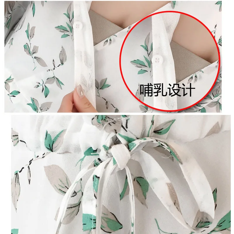 Цветочное платье для кормящих мам Vestidos беременных женщин шифоновое кормления