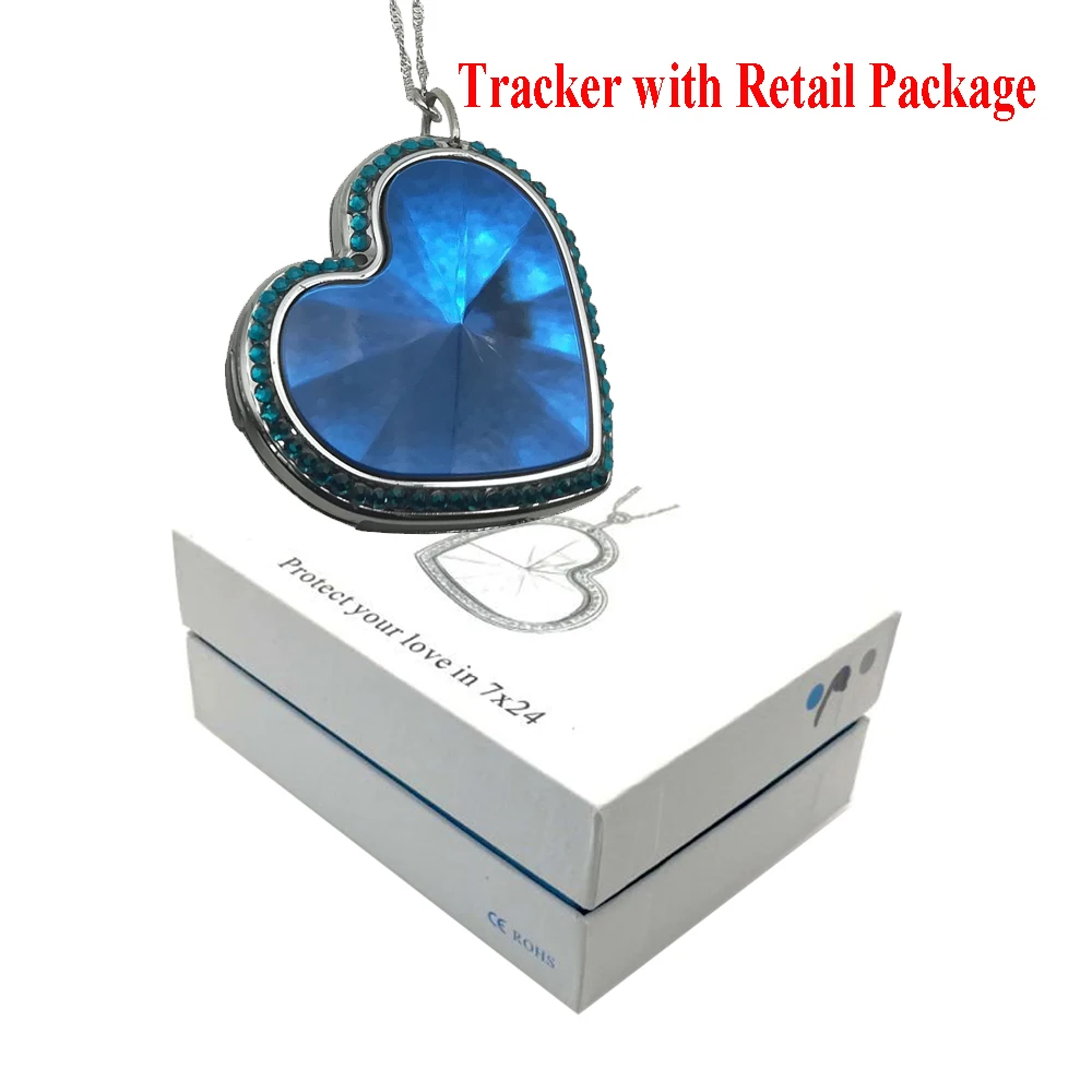 Blue with box Gps локатор портативный в реальном времени gps трекер в форме сердца ожерелье трекер GT200 gps локатор в реальном времени отслеживающее устройство - Цвет: Blue with box
