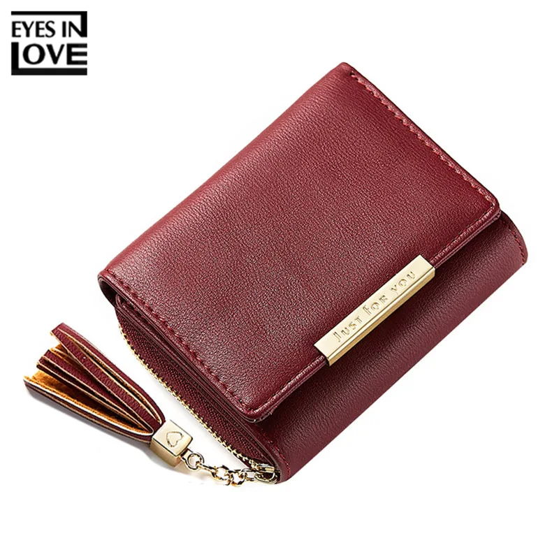 Женский кошелек EYES IN LOVE короткий на молнии с отделением для монет и карт|wallets for