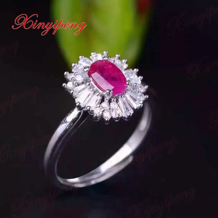 YBJ    925 sterling silver with 100% natural Ruby ring female pink Luxury and generous