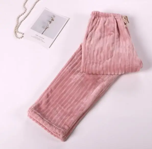 pink Зимняя одежда для сна фланелевые пижамные штаны для пары, штаны для женщин, одежда для отдыха, пижамные брюки, длинные пижамные штаны Fdfklak - Цвет: pink